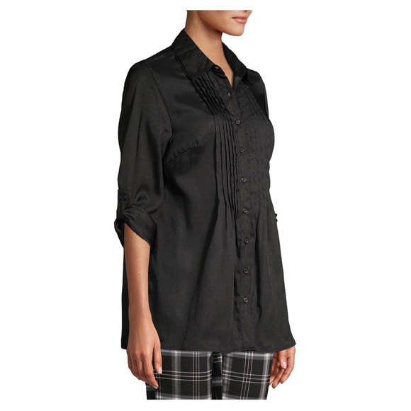 WHITE STAG Tunic Top Size XL 16-18 Womens Pleated Front Roll Up Long Sleeve NWOT - Picture 2 of 8